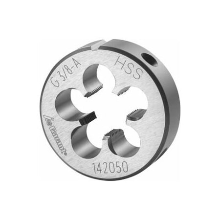 Garant 3/8in-19  HSS Round Die, for Whitworth Pipe Threads, Closed/Pre-Slit Form 142050 G3/8